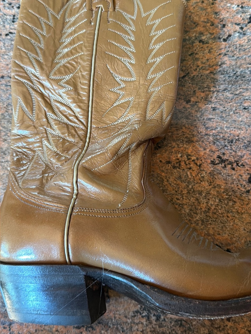 Nacona Brown Leather Western Heeled Cowboy Boot